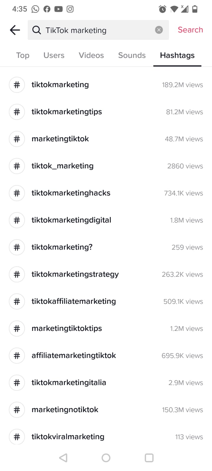 hashtags tiktok