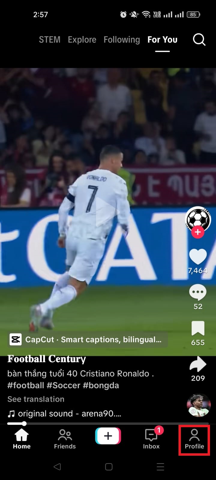 Profile icon on TikTok app