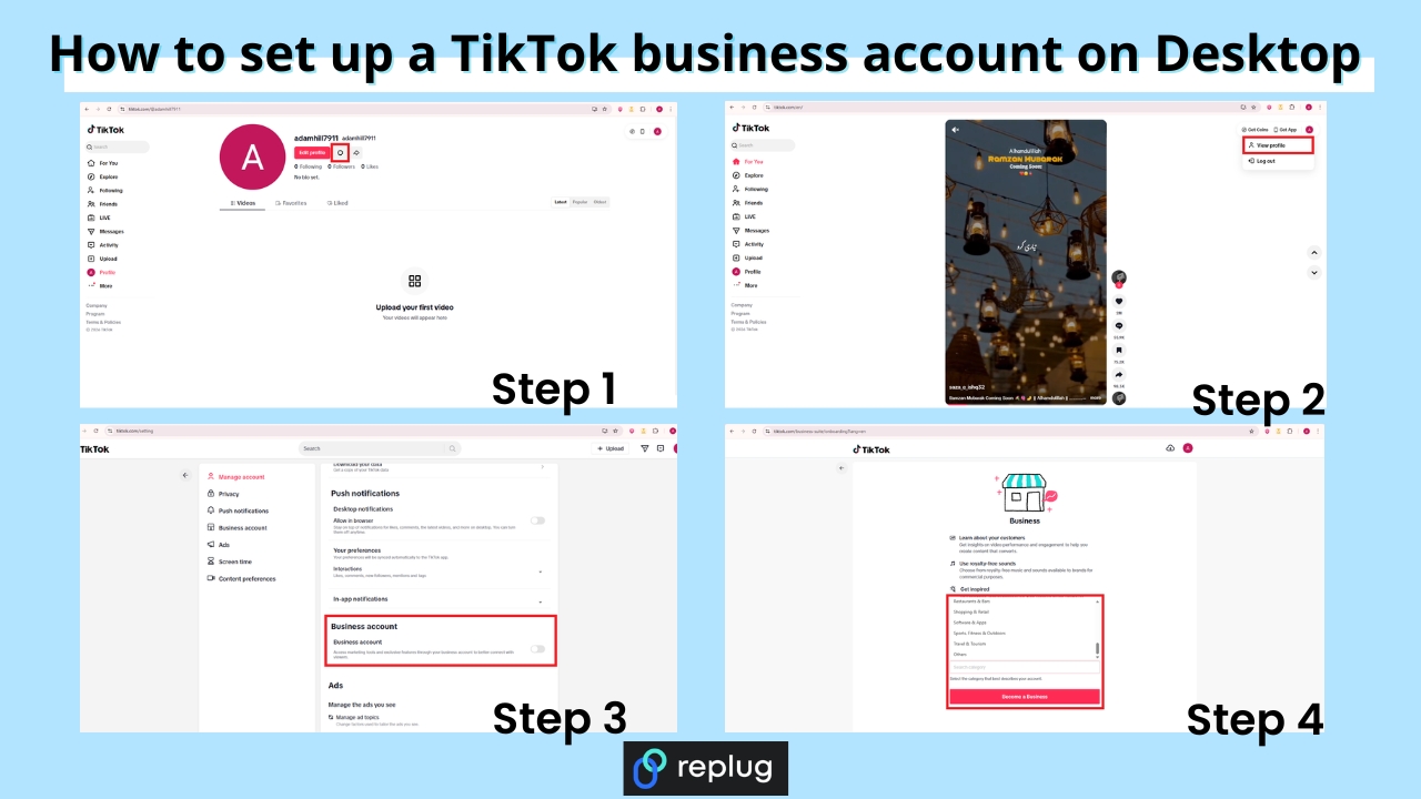 How to setup a tiktok business account on desktop