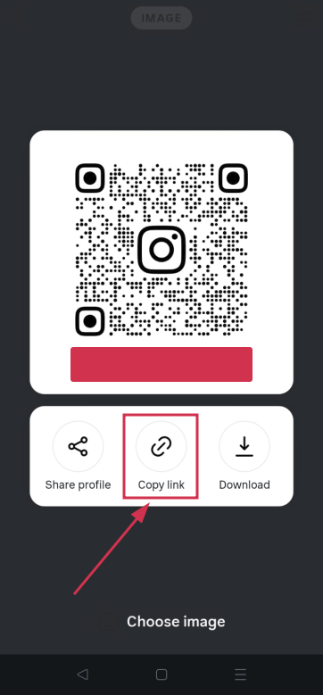 Copy profile link from Instagram app