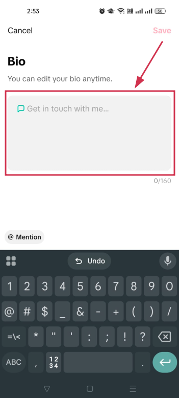 Edit bio inside the TikTok app