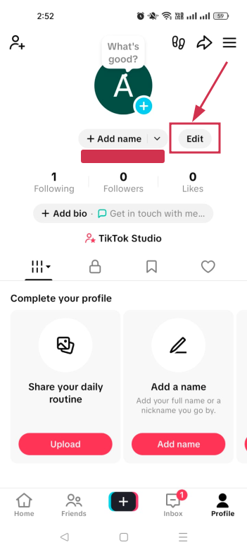 Edit option inside the TikTok app