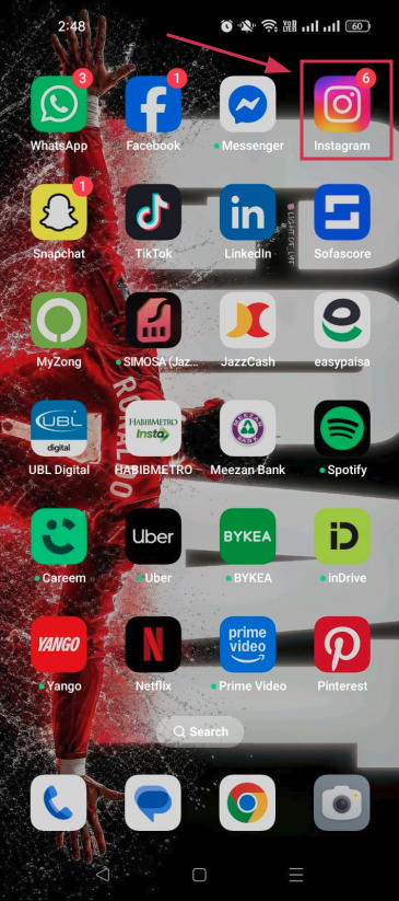 Open the Instagram app