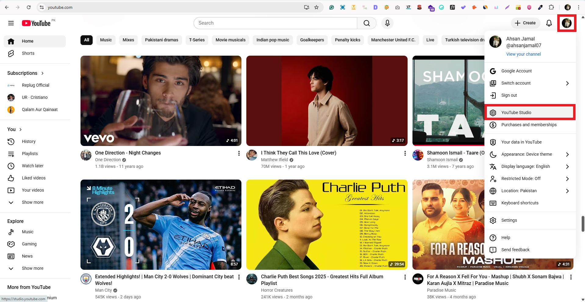 YouTube Studio on desktop