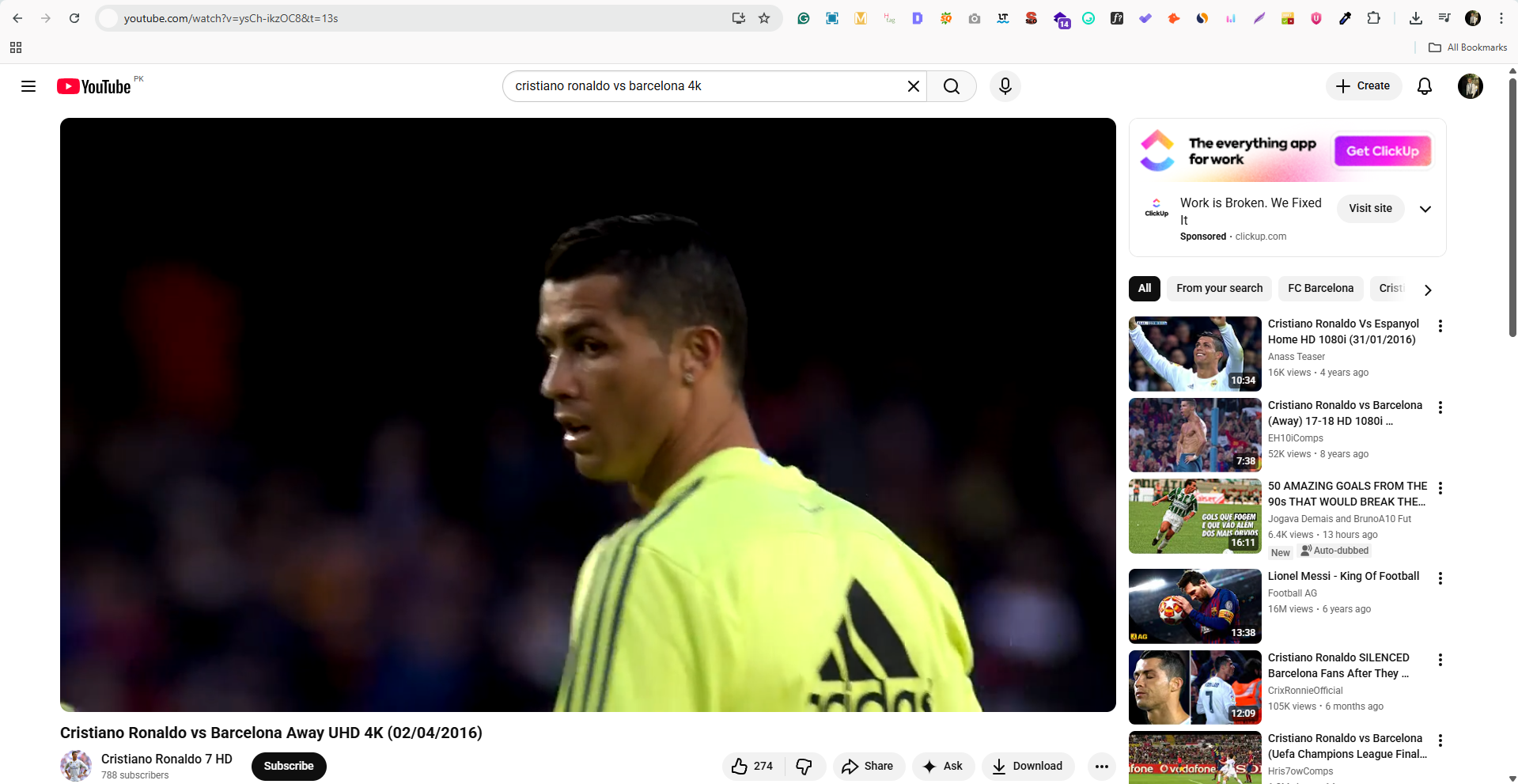 Find and play a video on YouTube web app