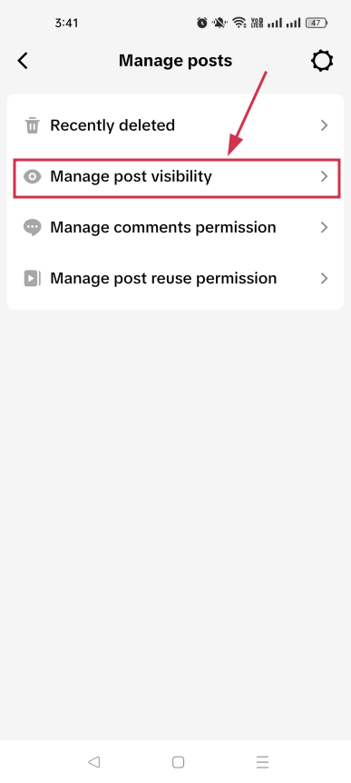 Manage post visibility inside the TikTok app