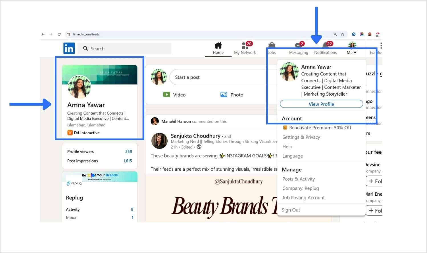 Go to LinkedIn profile  - replug.io 