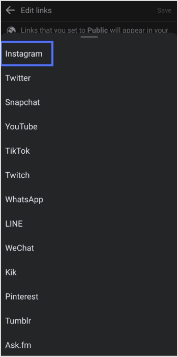 select Instagram