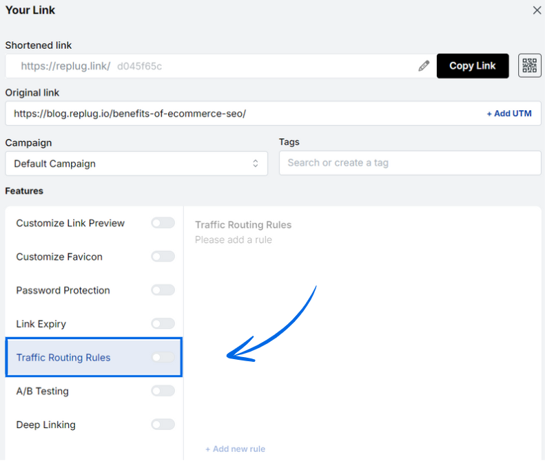 Add traffic routing rules