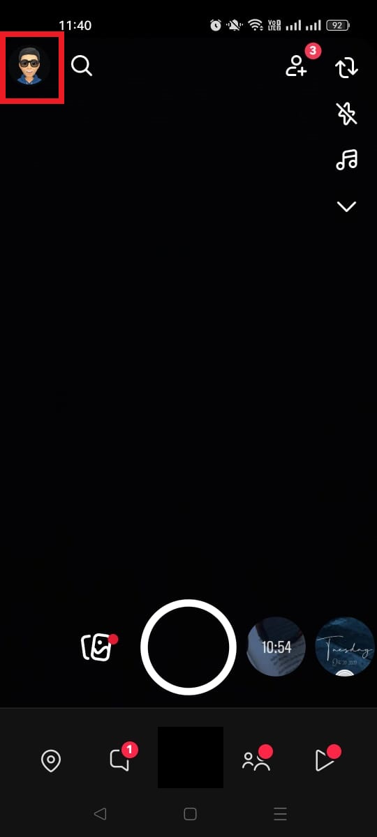 Bitmoji or profile icon in Snapchat