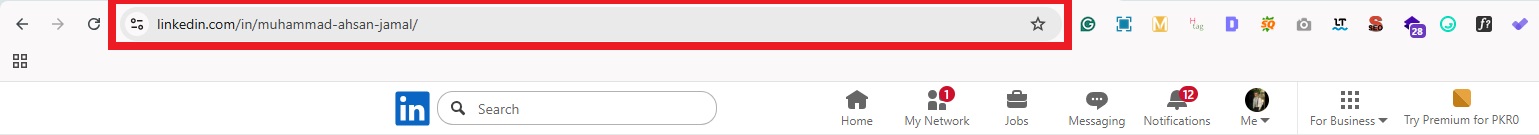 LinkedIn profile URL on PC