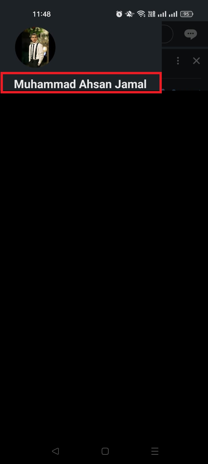 LinkedIn profile name on mobile