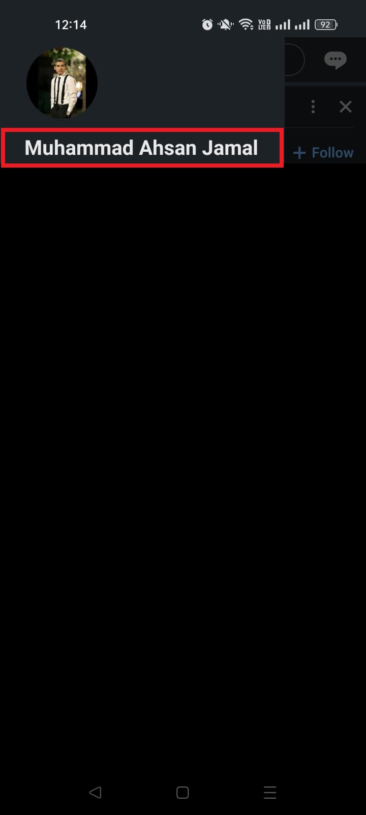 LinkedIn profile name on smartphone