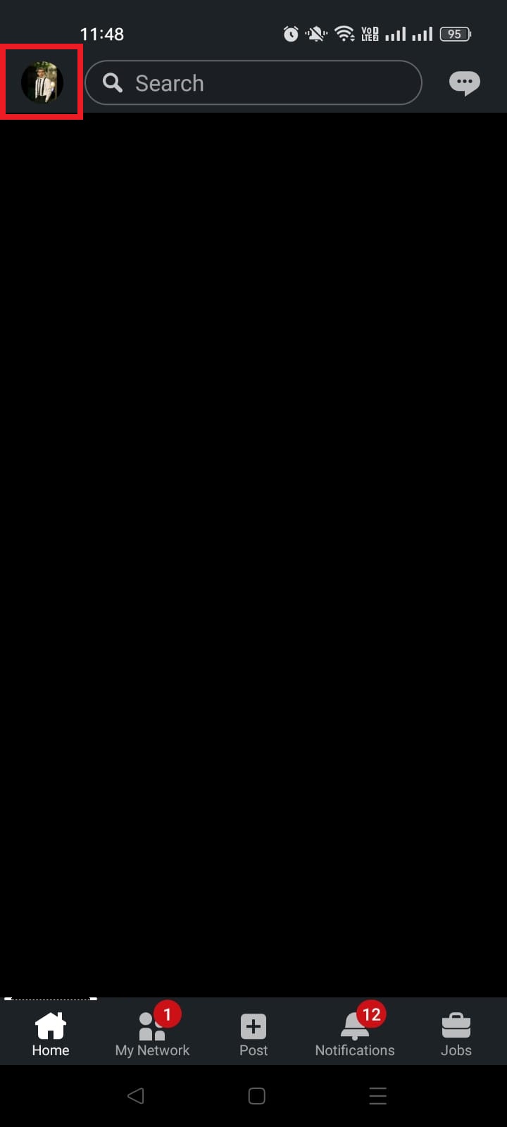 LinkedIn profile picture icon on mobile