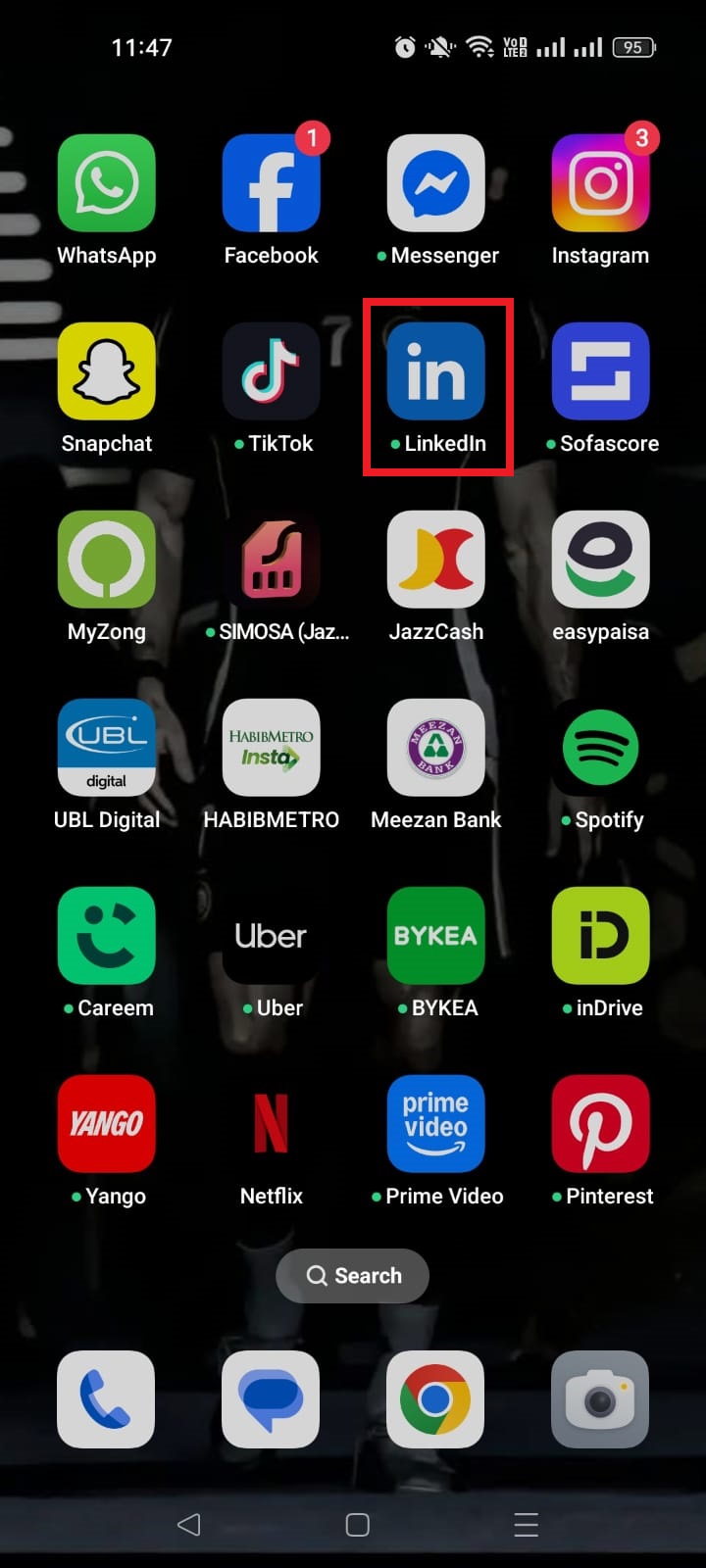 Open the LinkedIn app on mobile