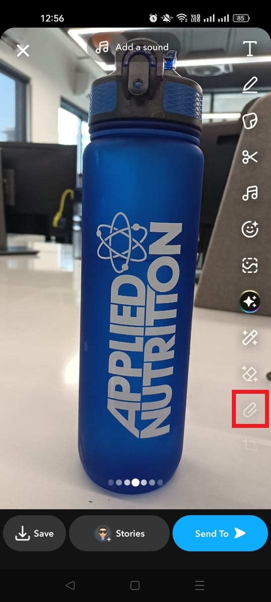 Paperclip icon on Snapchat app