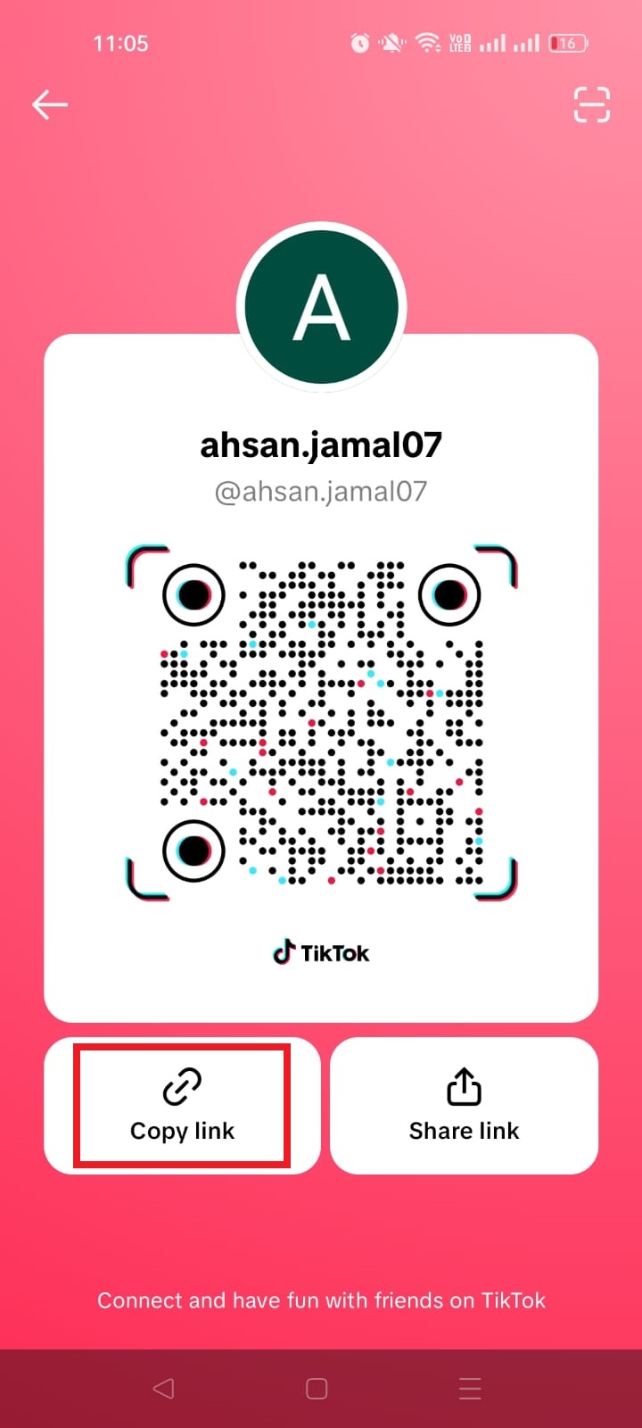 TikTok copy link option