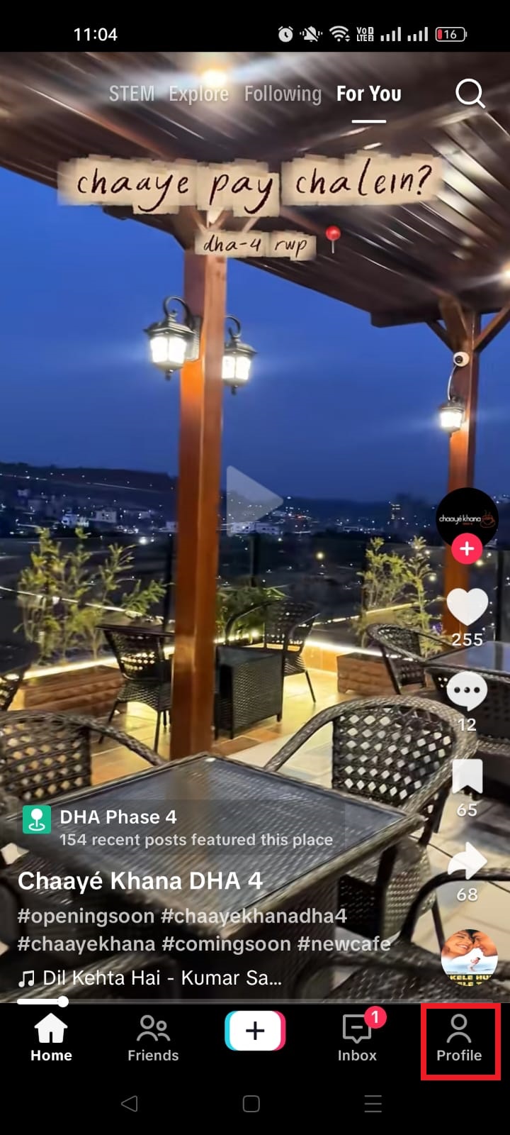 TikTok profile option