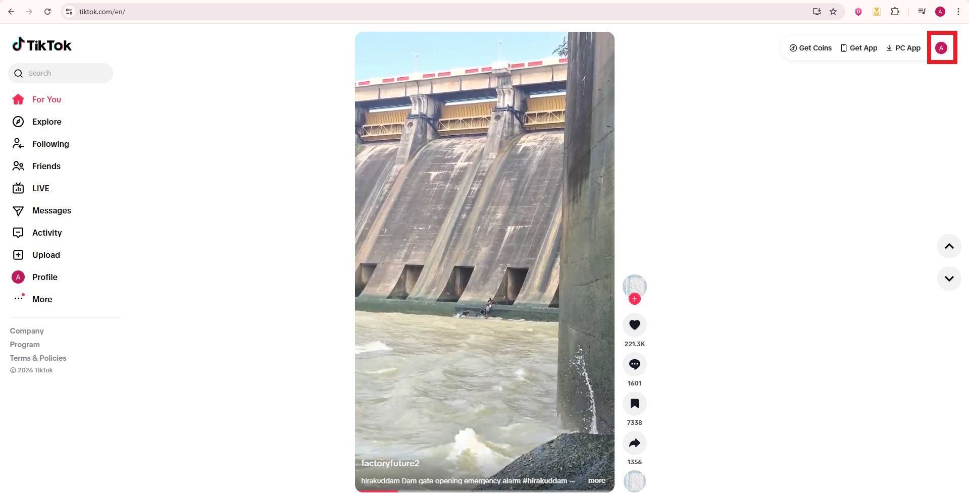 TikTok profile picture on web