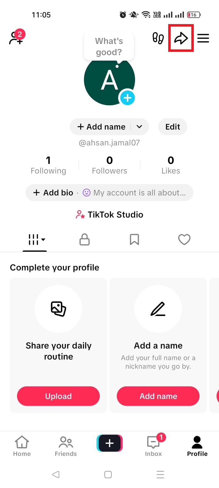 TikTok share profile icon
