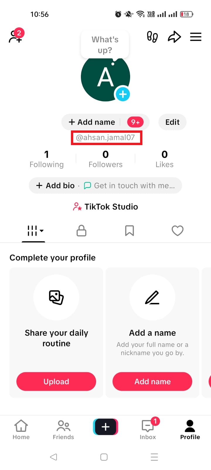 TikTok username
