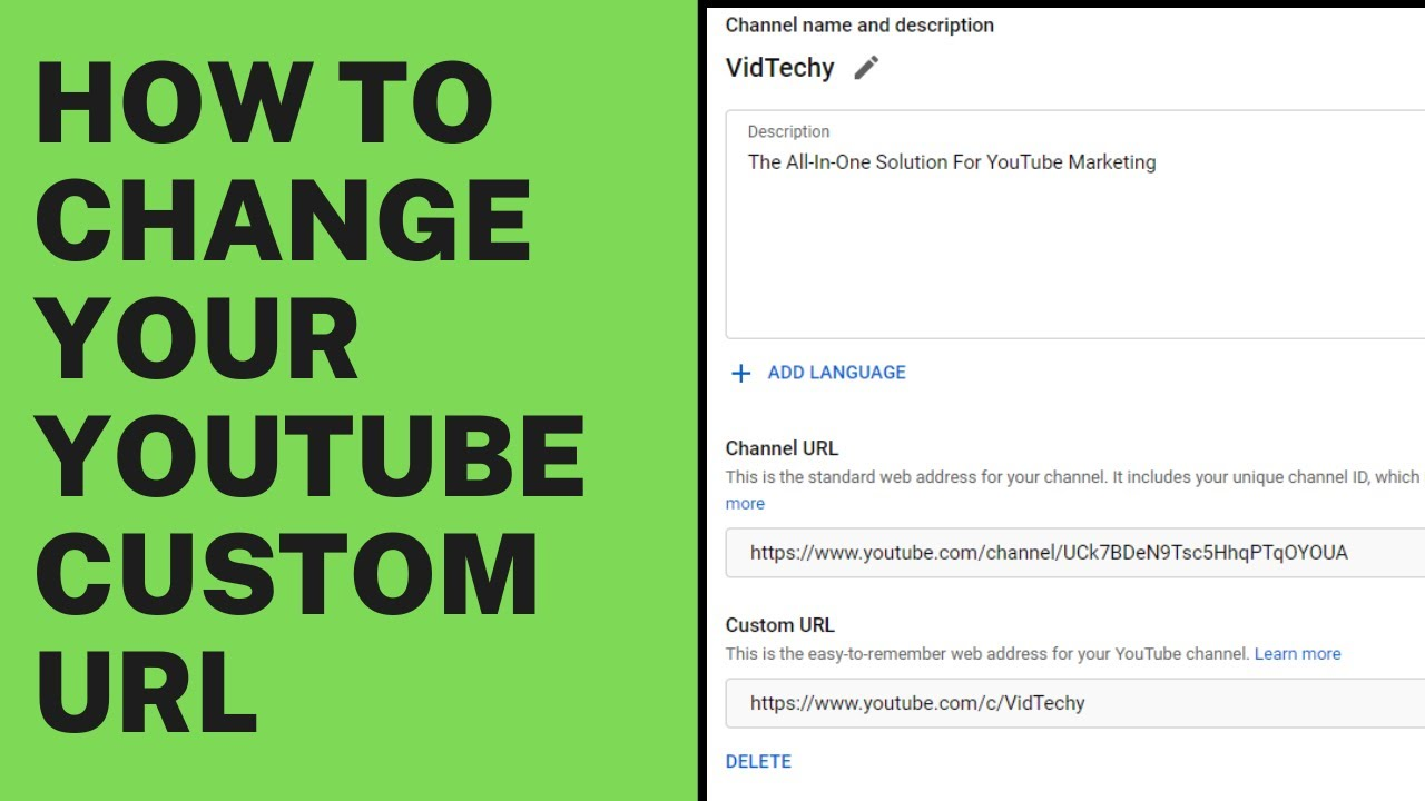How to change a YouTube custom URL