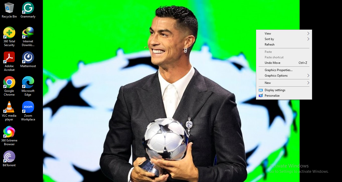 Right-click on desktop