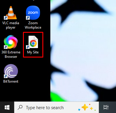 Webpage shortcut on desktop