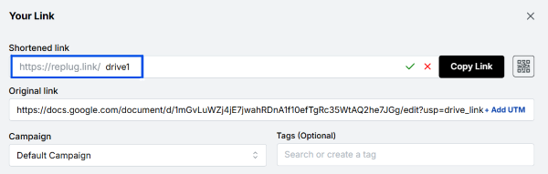 Customize your slug- replug.io