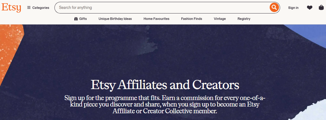 Etsy affiliate program