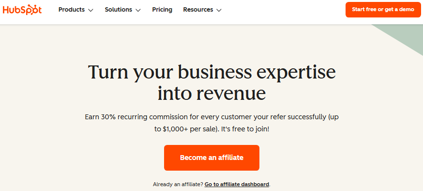 HubSpot affiliate program