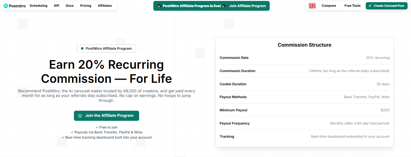 PostNitro affiliate program