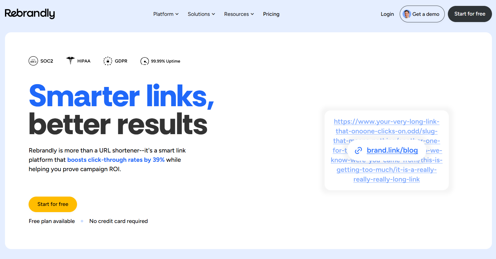 Rebrandly Homepage