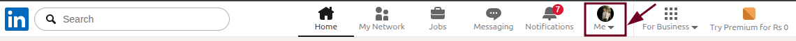 Me icon on the LinkedIn web app