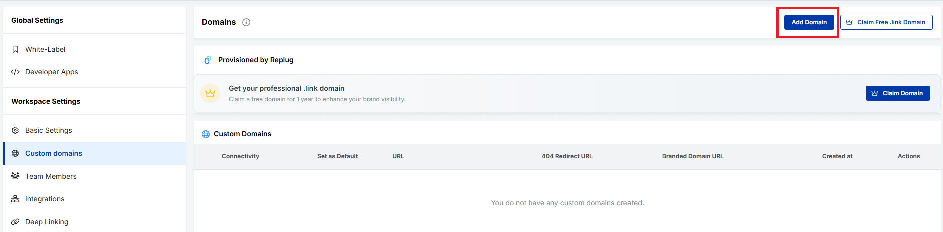 Add domain option - Replug