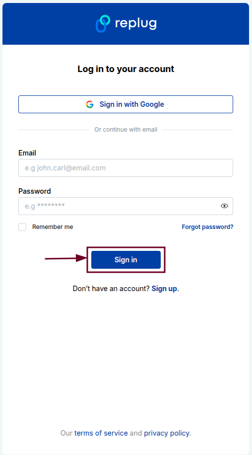 Sign in to Replug