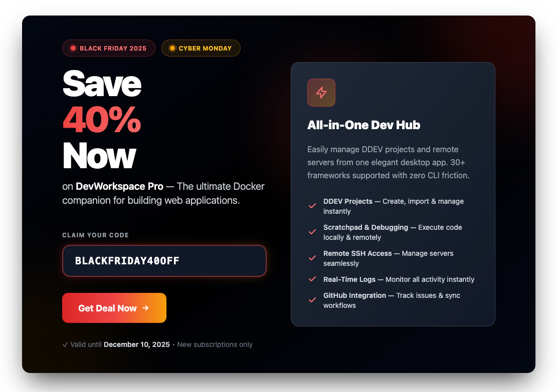 DevWorkspace Pro Black Friday Sale 2025