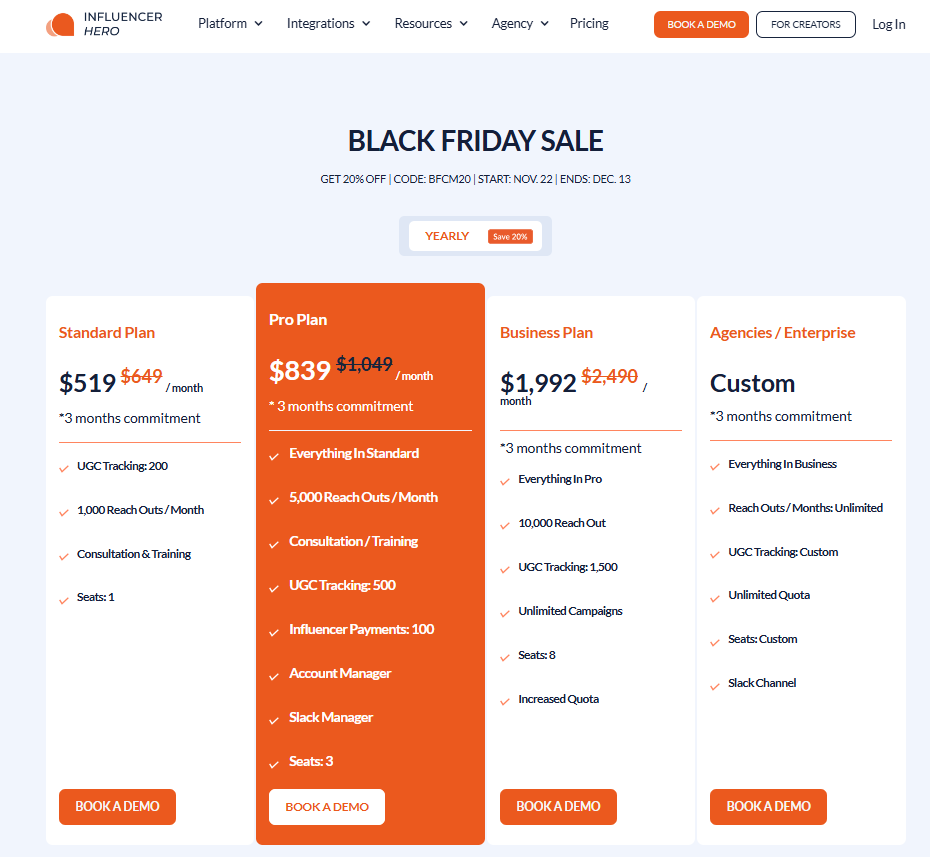 Influencer Hero Black Friday Sale 2025