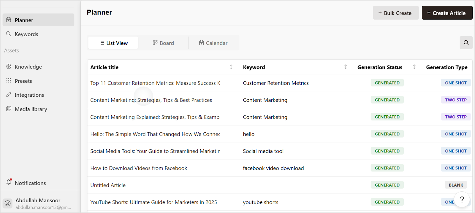 Contentpen interface