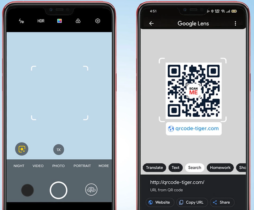 Google Lens QR code scan