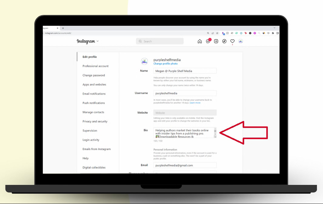 How to change bio on Instagram on desktop (web browser)