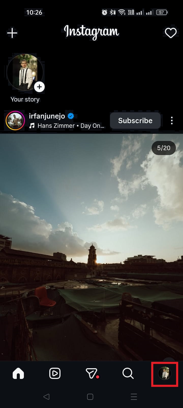 Profile icon on Instagram app
