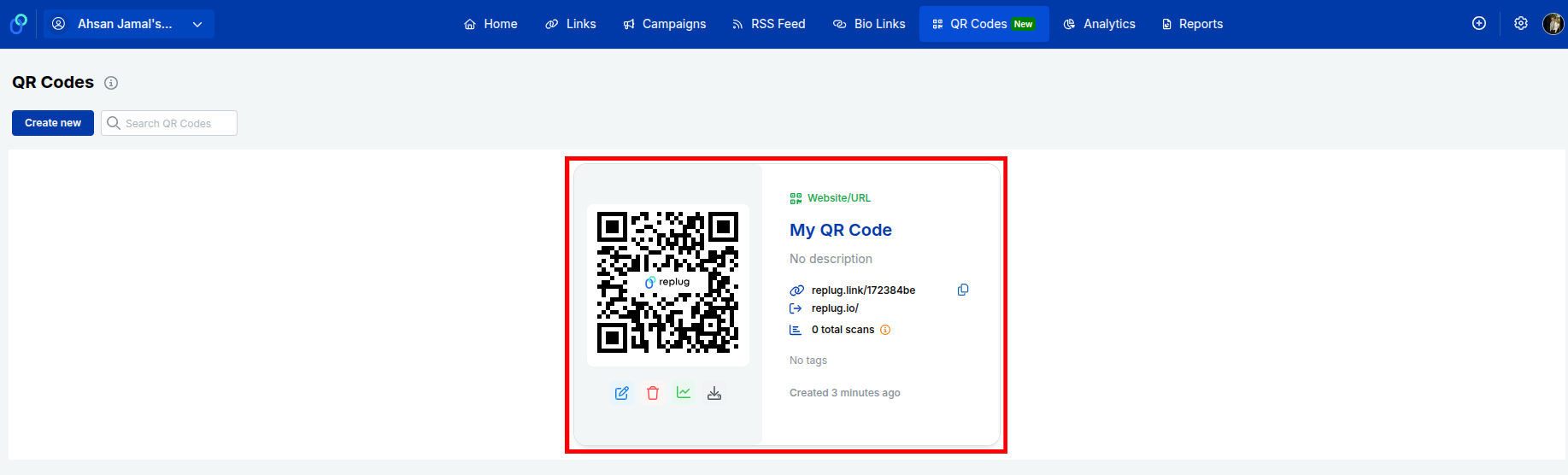 Generated QR Code with important information