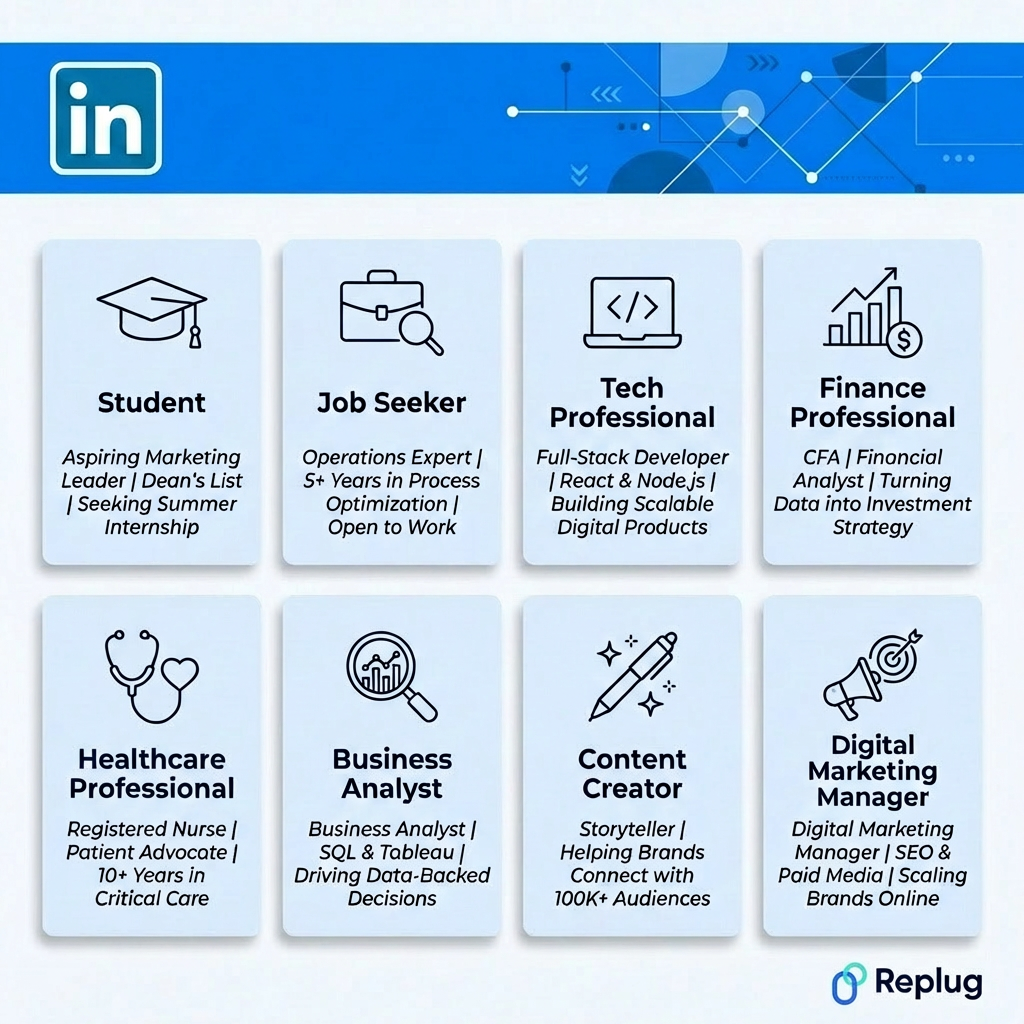 A complete catalog of strong LinkedIn headline examples for any industry or role
