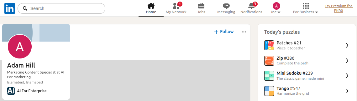 Go to your LinkedIn profile