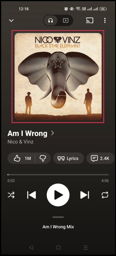 Find a song or album on YouTube Music app
