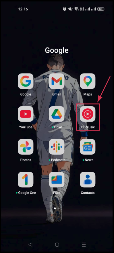 Launch the YouTube music app