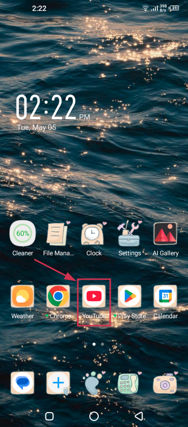 Open YouTube app