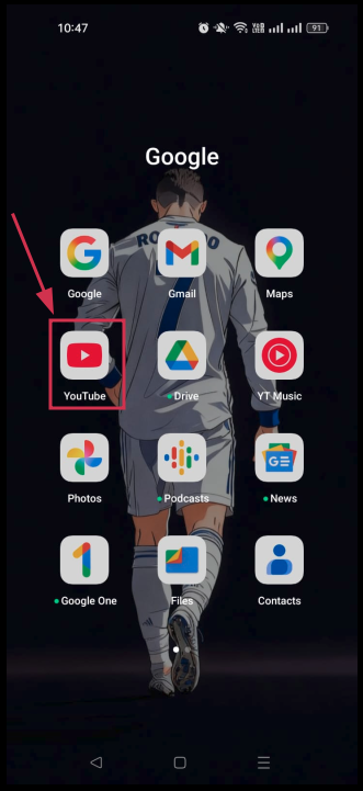 Open the YouTube app on mobile